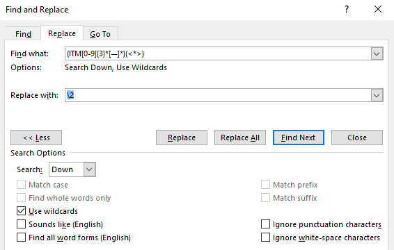 Tutorial #2: Replace a specific string in Word using wildcards